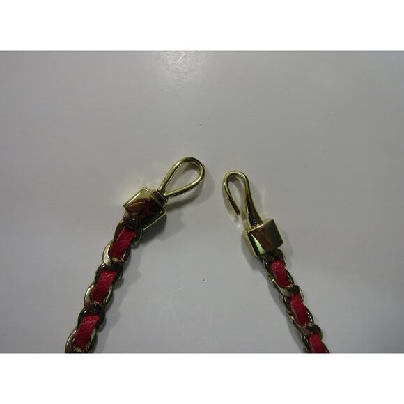 Red Faux Leather Gold Tone Choker Necklace 14" Boho Whimsigoth Cottagecore Chic - Picture 4 of 5